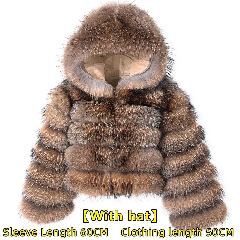 2026 Maomaokong Super Hot Winter Women Luxury Thick Real Raccoon Fur Coat Natural Fox Fur Jacket Plus Size Jackets Female Vest
