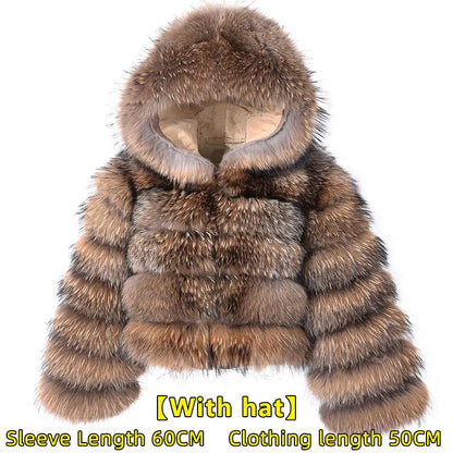 2026 Maomaokong Super Hot Winter Women Luxury Thick Real Raccoon Fur Coat Natural Fox Fur Jacket Plus Size Jackets Female Vest