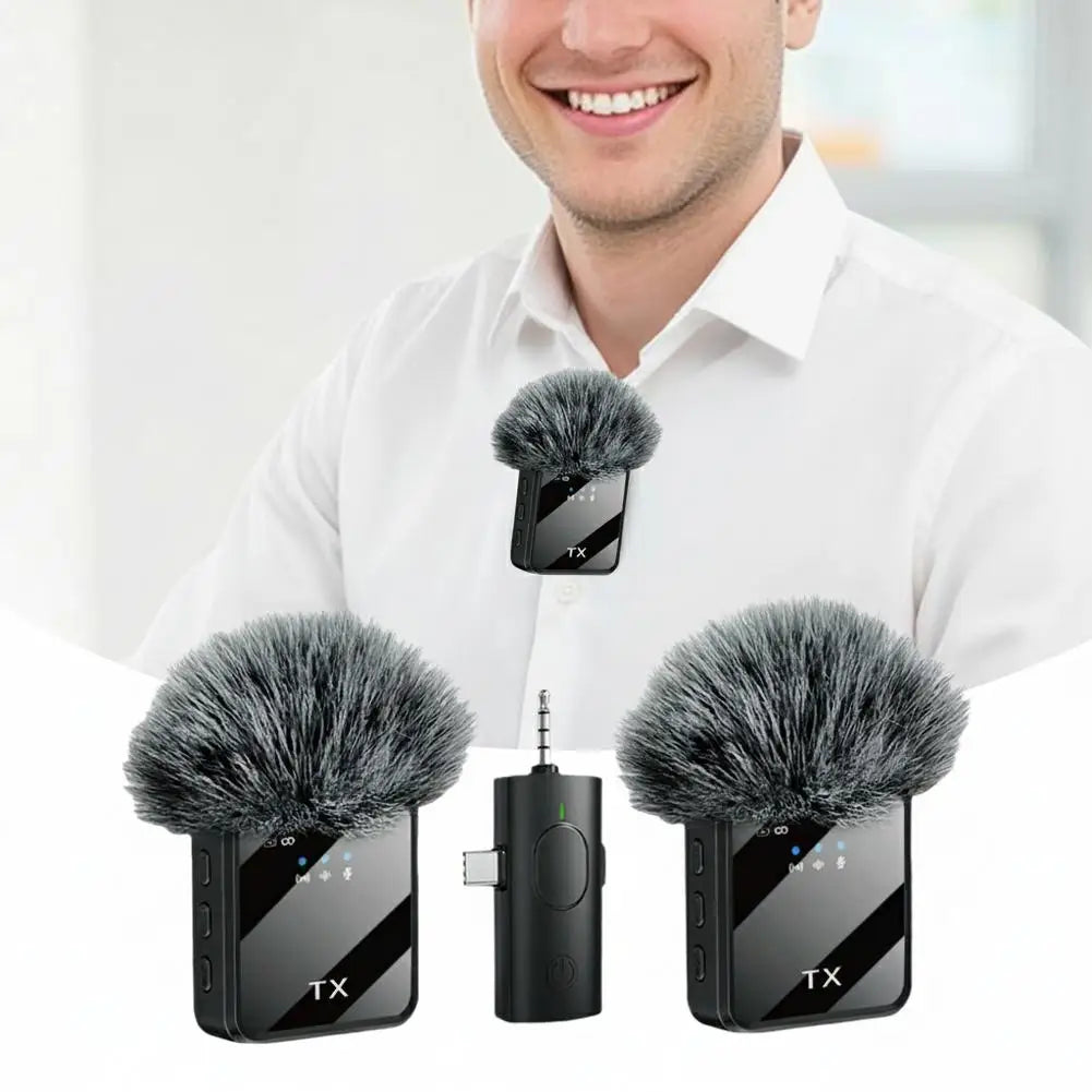 Professional Wireless Lavalier Microphone For iPhone Android Camera Noise Cancellation For Video Recording Streaming Mic