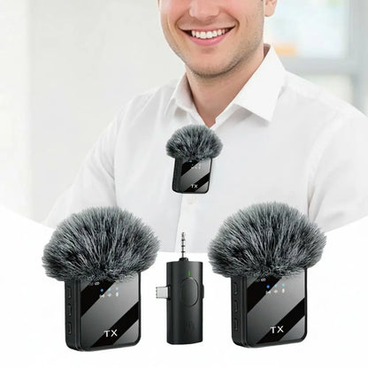 Professional Wireless Lavalier Microphone For iPhone Android Camera Noise Cancellation For Video Recording Streaming Mic