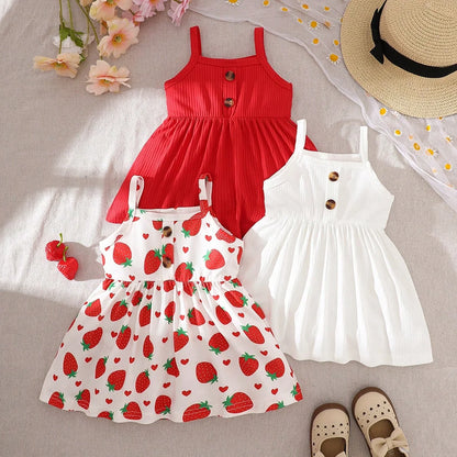 Newborn baby girl summer style white/orange full print pattern small floral suspender dress three piece set, family gift, comfor