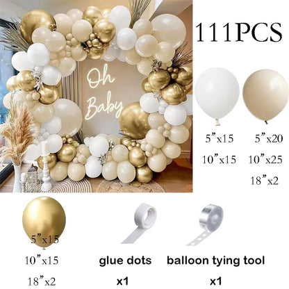 Metallic Gold White Balloons Garland 30th Birthday Party Decor Balloon Arch Kit Wedding Graduation Anniversary Decoration Globos