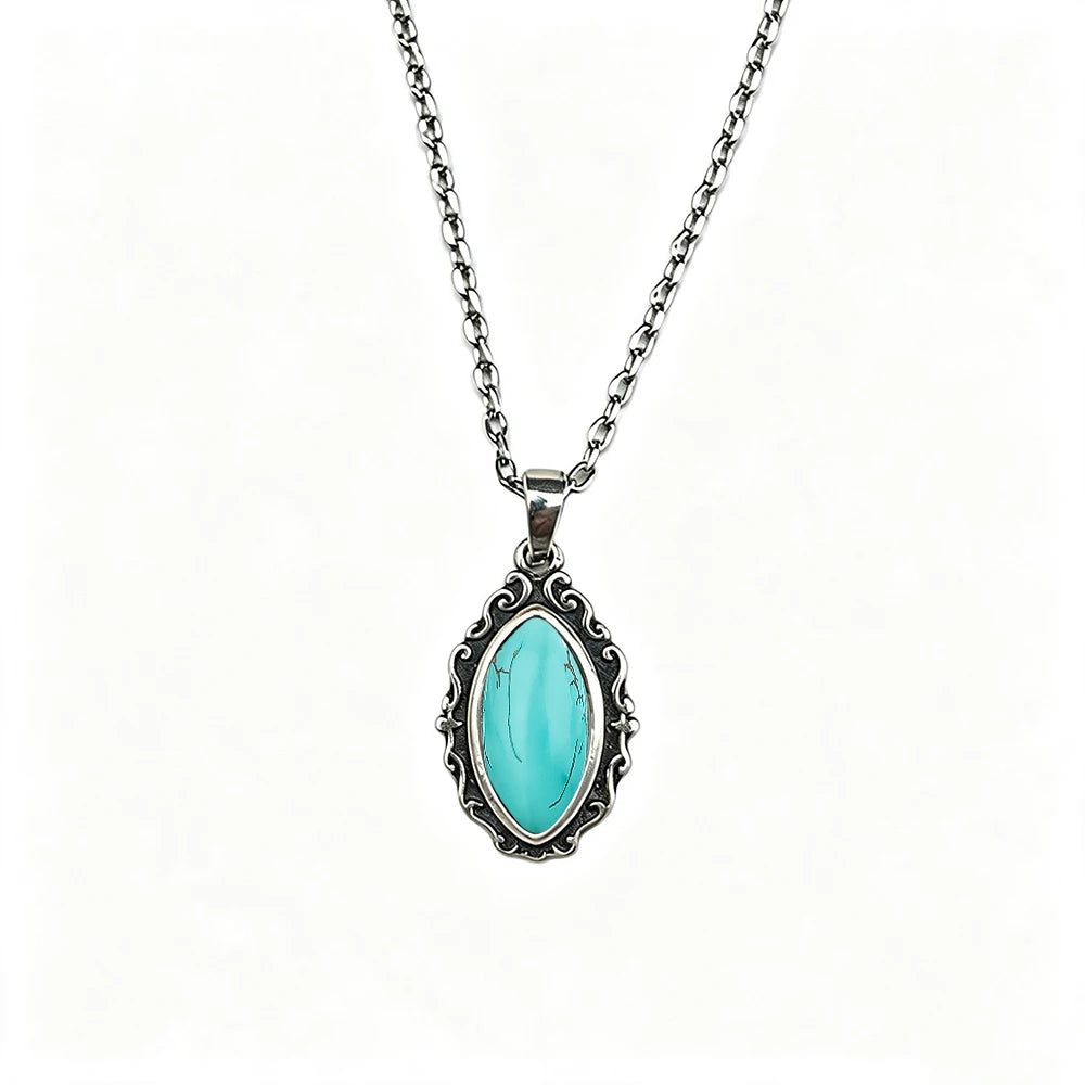 Vintage 925 Sterling Silver Necklaces with Natural Moonstone 12*6MM Simple Pendant Necklaces Party Fine Jewelry For Women Men