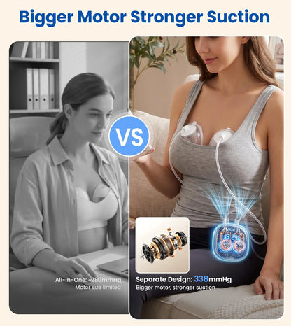 NCVI 8122 2‑in‑1 Hands‑Free Wearable Breast Pump, 4 Modes 9 Levels, Hospital‑Grade Suction, 21/24/28mm Flange, BPA‑Free Under 45dB Anti‑Flow Portable Pump for Moms