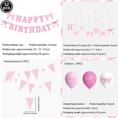 10pcs Bow Cupcake Toppers Birthday Bowknot Ribbons Coquette Pink Bow Cake Decors Bridal Baby Girls Wedding Party Supplies