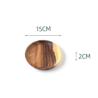 Wooden Dinner Plates Household Round Coffee Tray Solid Wood Tea Saucer Ins Japanese Style Dim Sum For Food Snack Dishs