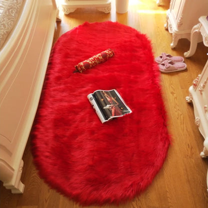 Oval Fur Rugs Bedroom Thicken Fluffy Carpet Living Room Bed Down Children's Floor Hairy Soft Sofa Foot Mat For Home Accessories