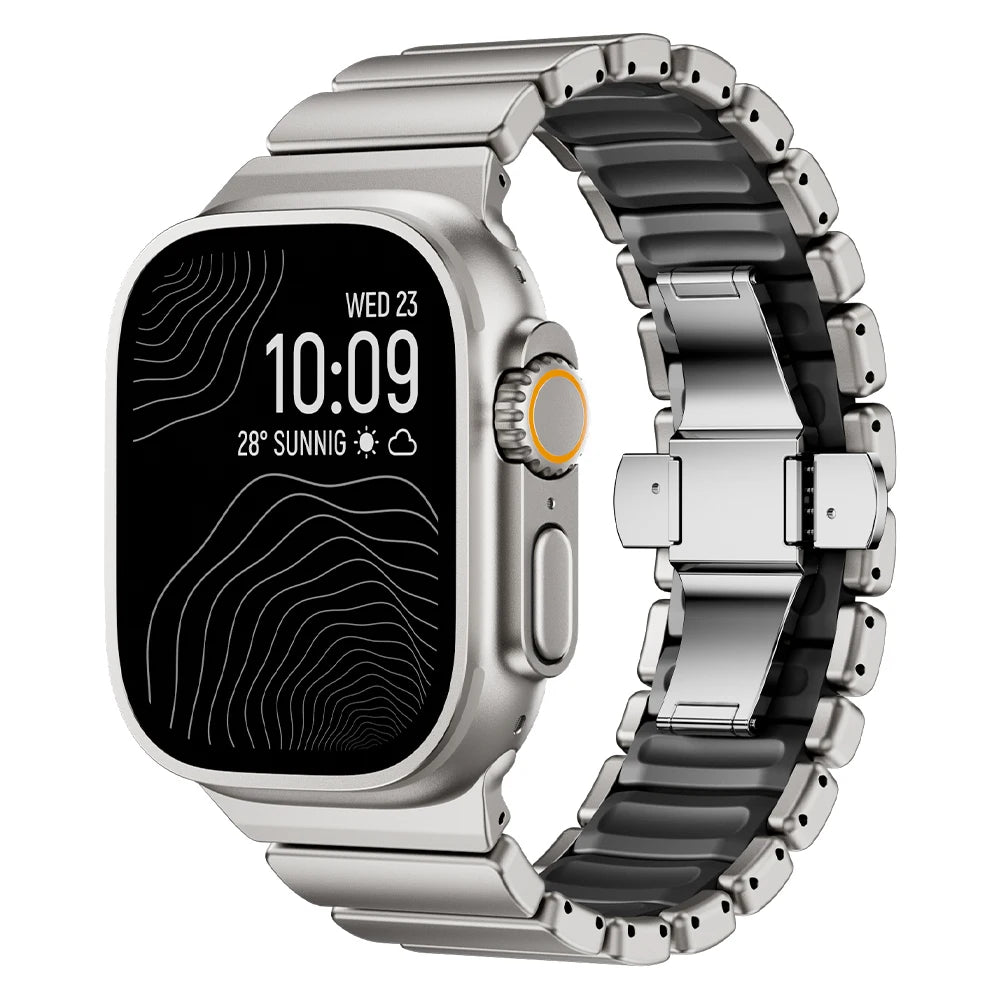 Titanium Fluororubber Strap for Apple Watch Ultra 4 3 2 49mm Series 12 11 10 46mm Magnetic Band for Iwatch 9 8 7 45mm 6 SE3 44mm