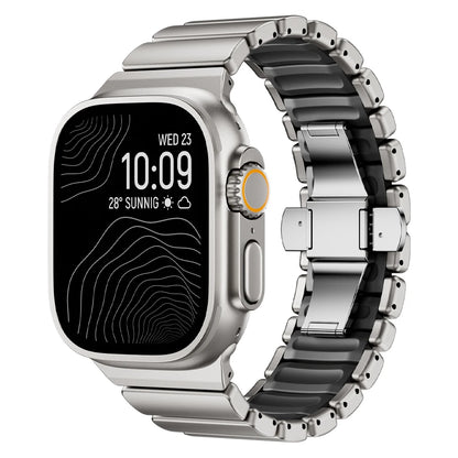 Titanium Fluororubber Strap for Apple Watch Ultra 4 3 2 49mm Series 12 11 10 46mm Magnetic Band for Iwatch 9 8 7 45mm 6 SE3 44mm