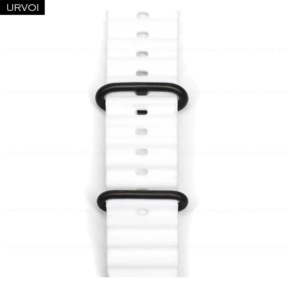 URVOI Ocean Band for Apple Watch Ultra 4 3 2 Strap Series 12 11 10 SE Sport Band for iWatch Silicone Wristband Black Buckle 49mm
