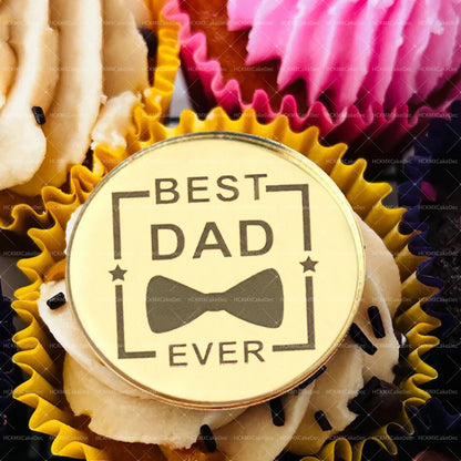 10pcs Gold Acrylic Best DAD Ever/LOVE YOU Dad Cake Toppers for Happy Father`s Day Birthday Party Cake Decorations