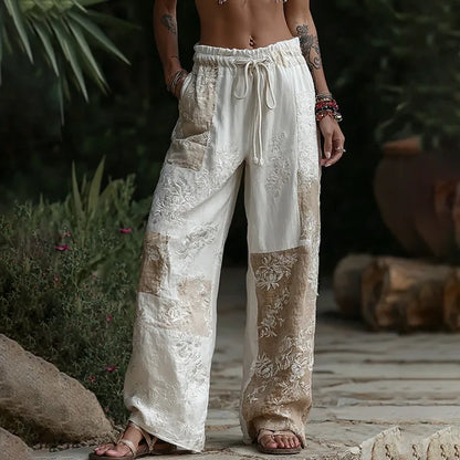 European and American Women's New Style Pants, Featuring Floral Print Pattern Elegant Temperament and Straight-cut Design Suitab