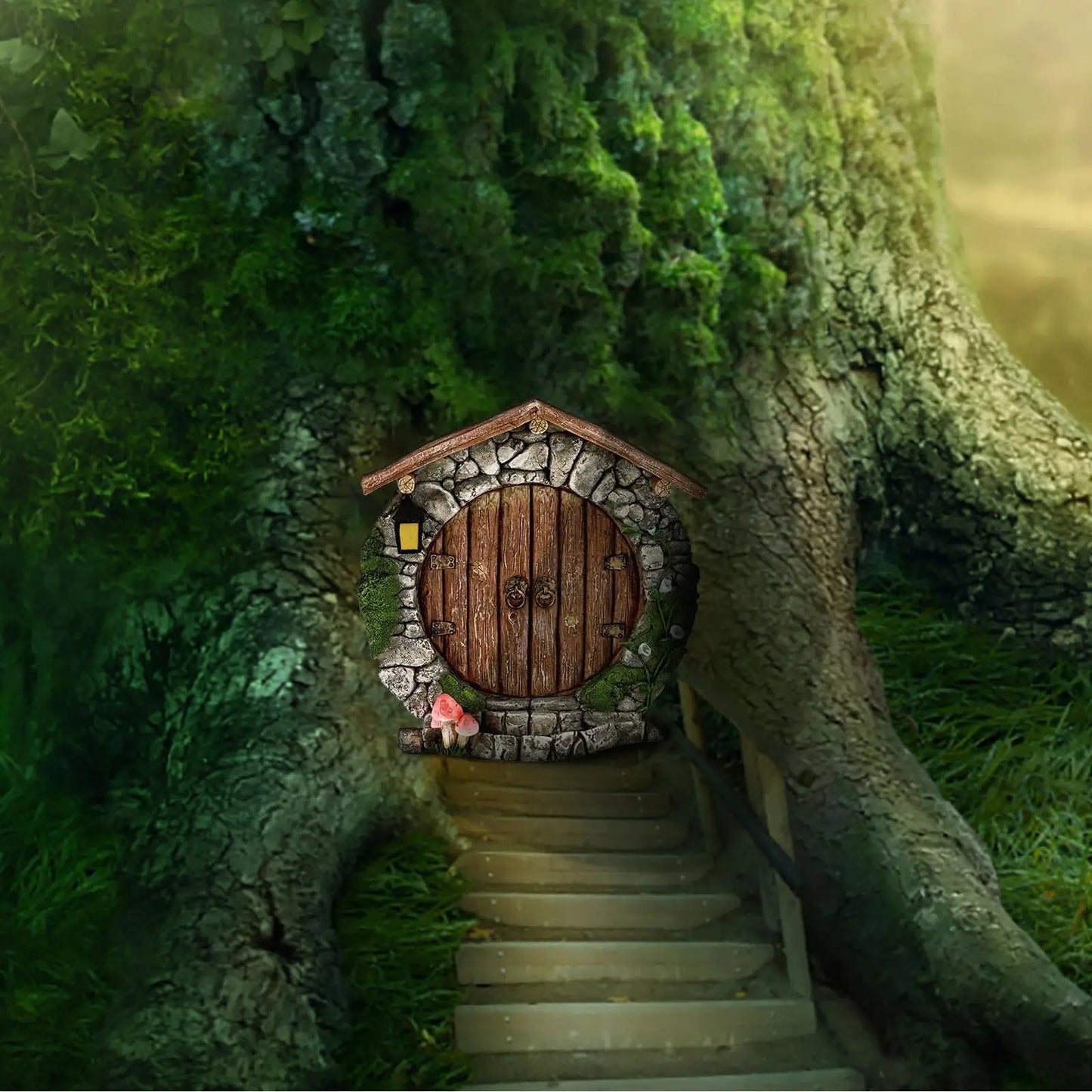 Miniature Fairy Gnome Door Figurines Elf Home For Yard Art Garden Tree Sculpture Statues Decor Outdoor Decor Fairy Garden D V5C7