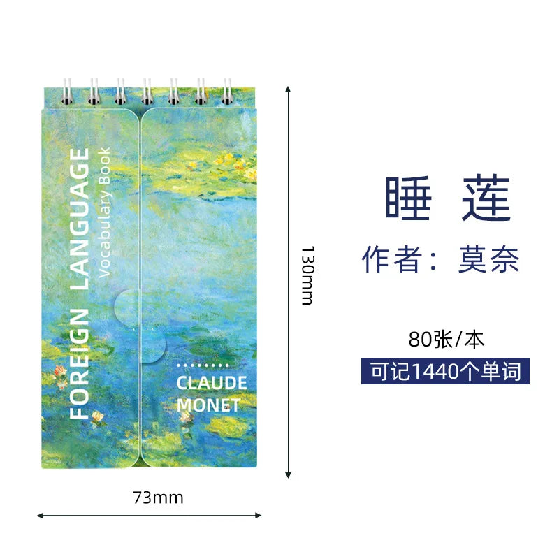 Portable Mini Notebook Japanese Famous Painting Pocket Spiral Notebook Languages Learning Word Book for School Stationery