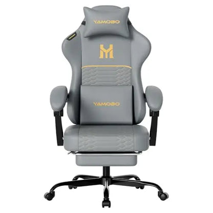 Gaming Chair with Footrest, Ergonomic Video Game Chair with Adjustable Lumbar and Headrest Massage Support,PU Leather