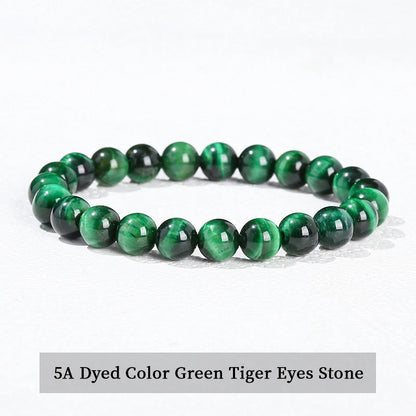 JD Natural Stone Beads Bracelet Amethyst Tiger Eye Crystal Quartz Agate Gem Beads Bangles Women Men Reiki Healling Jewelry Gift
