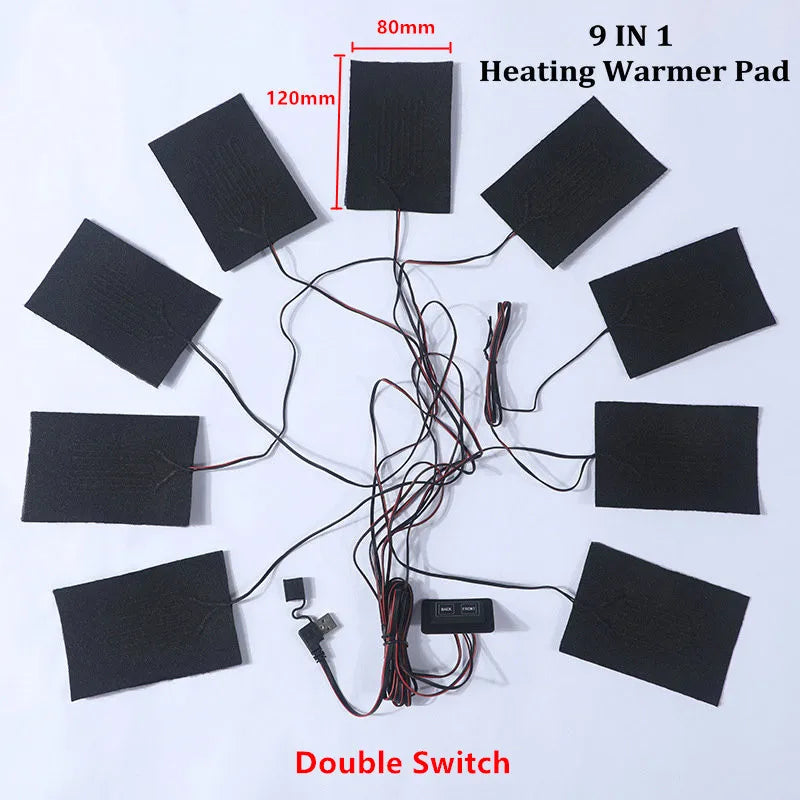 USB Clothes Heater Pad With 3 Gear Adjustable Temperature Electric Heating Sheet Heating Warmer Pad For Vest Jacket
