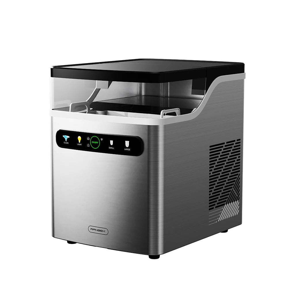 1.5L Table Top Automatic Ice Maker Stainless Steel WiFi Touchpad Control 15kg/24hrs Electric Portable Household