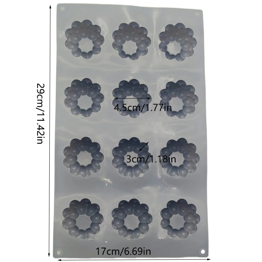 New Arrival 12 Hole Circular Bubble Shape Silicone Mousse Cake Mold DIY Flaky Clouds Shape Jelly Pudding Chocolate Baking Tools