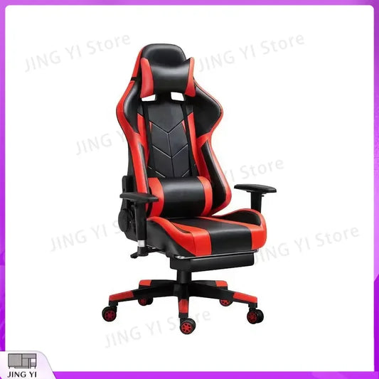 Black Red Gaming Chair with 180° Reclining Backrest Adjustable Height Ergonomic Office Computer Chair Retractable Footrest