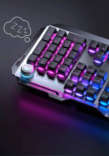 Qianxingzhe Wireless Keyboard Mouse Set Mechanical Feel Rechargeable Rgb Backlit Wrist Rest Multifunctional Knob Gaming For Pc