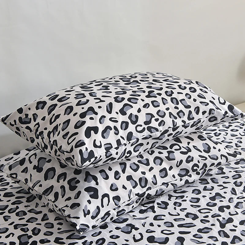 3Pcs/Set or 1Pcs Leopard Print Fitted Sheet, Animal Pattern Bedding Set with Pillowcases, Soft Microfiber Bed Sheet for Bedroom