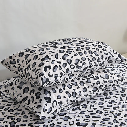 3Pcs/Set or 1Pcs Leopard Print Fitted Sheet, Animal Pattern Bedding Set with Pillowcases, Soft Microfiber Bed Sheet for Bedroom