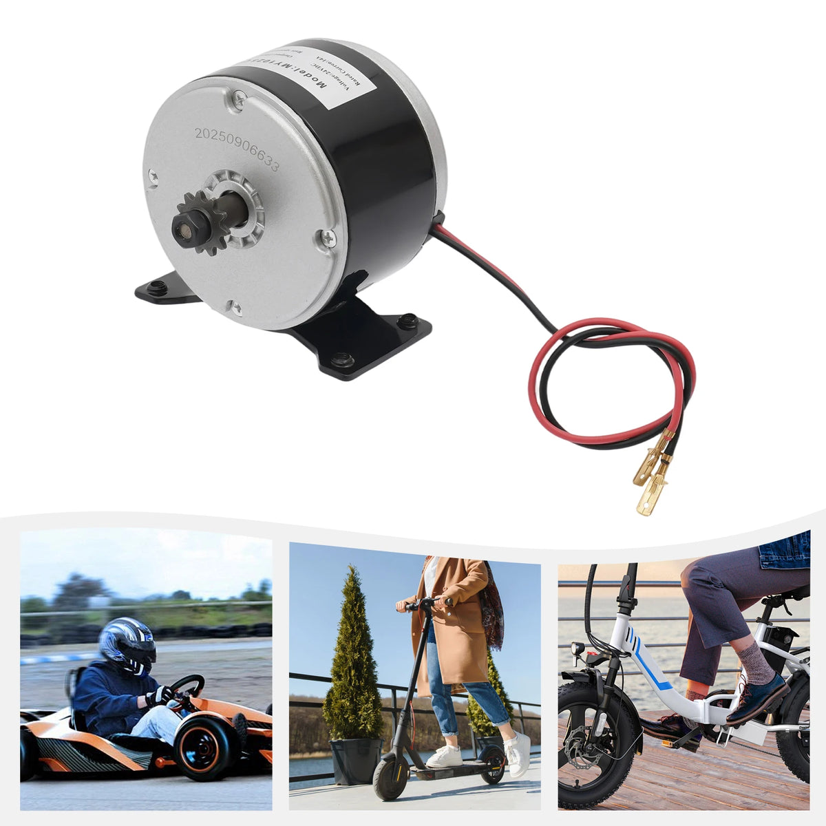 250w 24v Pure Copper Electric Scooter Motor, Brushed E-Bike Motor Lightweight Chain Drive Motor for E-Scooter Mini Motorcycle