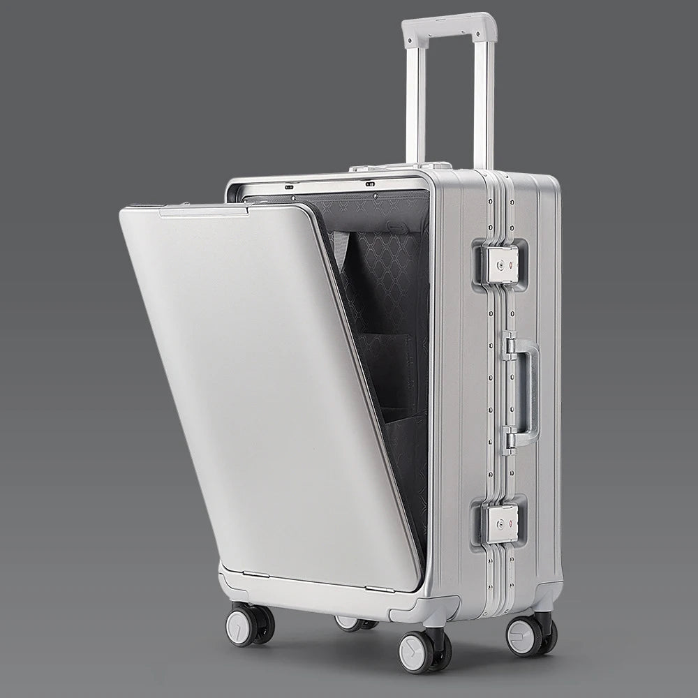 KLQDZMS 20 Inch Portable Front Opening Suitcase With Large Capacity 24 Inch Business Trip Travel Cabin Rolling Luggage Bag