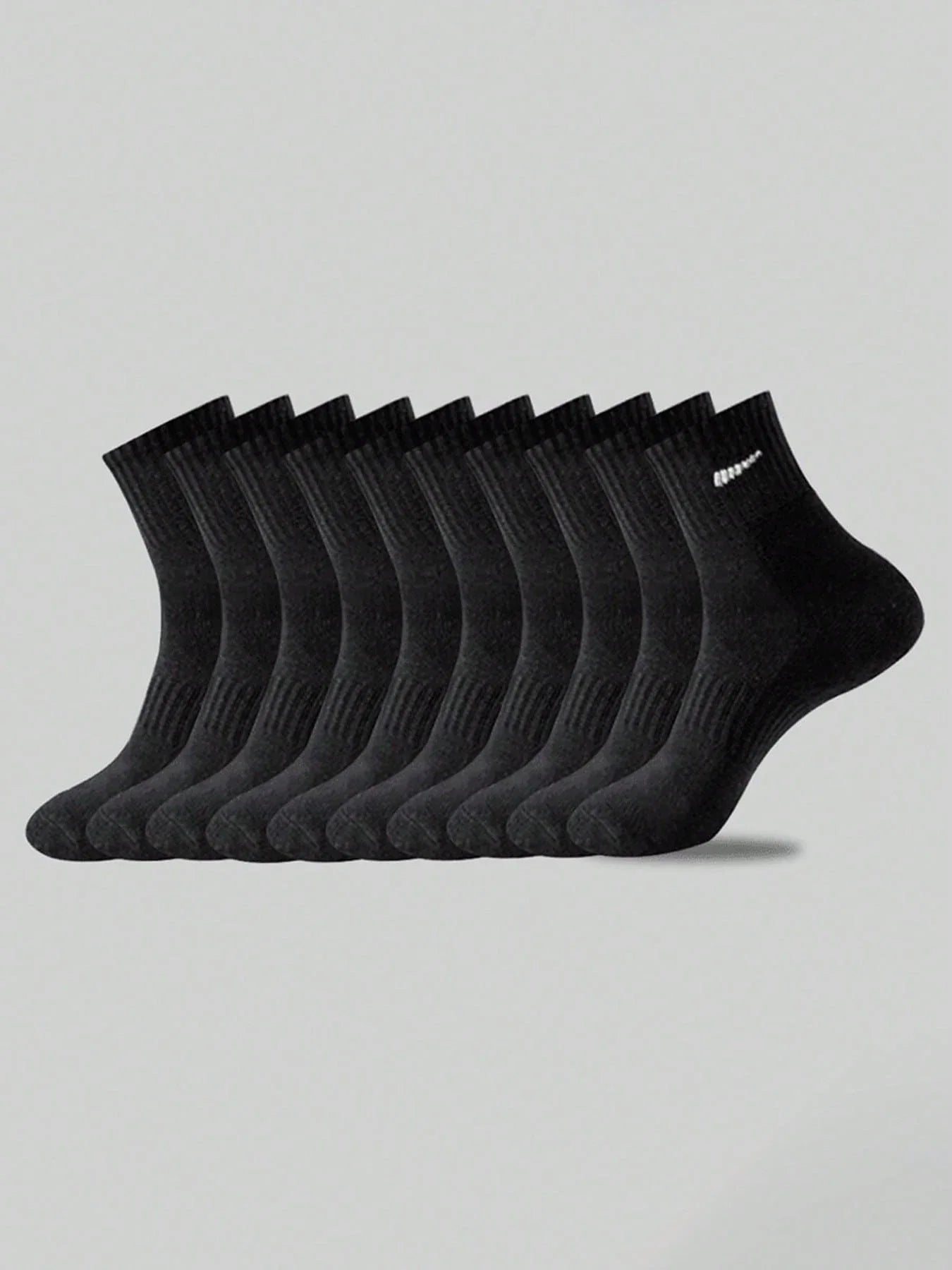 10-Pair Black Sock Pack - Extra-Soft, Comfortable Casual-Style Socks Crafted From Premium Breathable Cotton, Perfect For Everyd