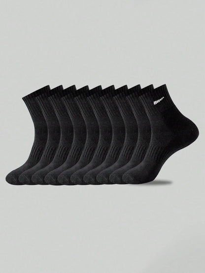 10-Pair Black Sock Pack - Extra-Soft, Comfortable Casual-Style Socks Crafted From Premium Breathable Cotton, Perfect For Everyd