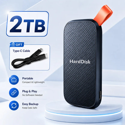 High-Speed Original SSD 2TB Portable USB3.1 Hard Drive 4TB Noiseless Disk for Freelancer Laptop Tablet Workbench