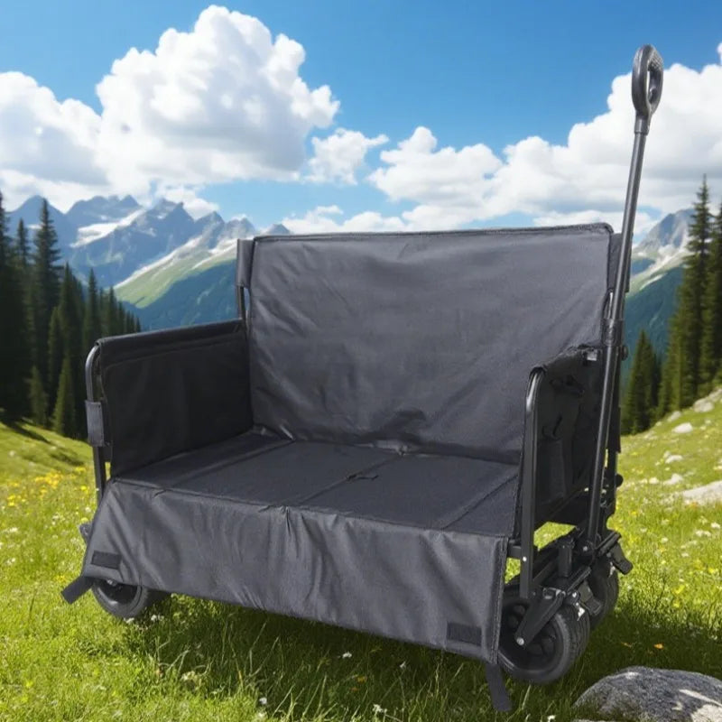 Outdoor Travel Seated Camping Cart Hiking Convenient Relaxing Large Capacity Loadable Trolley Outdoor Transported Multi Tools