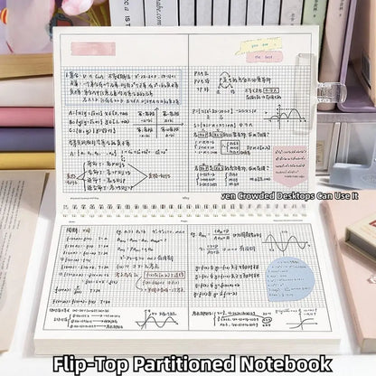 Multi-functional Thicken Paper Coil Notebook Grid/Horizontal Lines Partition Design B5 Notepad Flip-up Notepad School Office