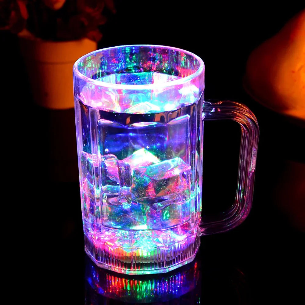 LED Luminous Beer Mug Flash Drinking Cup Color Changing Whiskey Glass Luminous Drinkware Bar Club Birthday Party Supplies