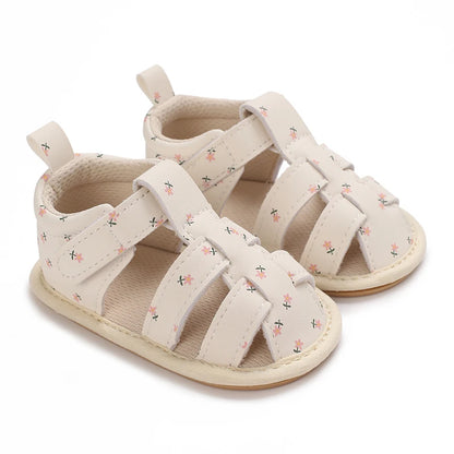 Baby Learning Walk Shoes, Breathable Summer Sandals with Bow & Embroidery, Soft Comfort Footwear for Newborn Infants 0-18M