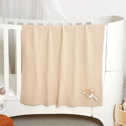90*70cm Baby Receive Blankets Knitted Comfort Portable All Seasons Newborn Boys Girls Monthly Swaddle Wrap Cuddle Quilt Cellular