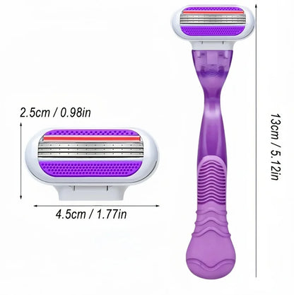 Women Bikini Manual Safety Razor Hair Removal Shaving 3-Layer Stainless Steel Blade Replaceable Shaver Head