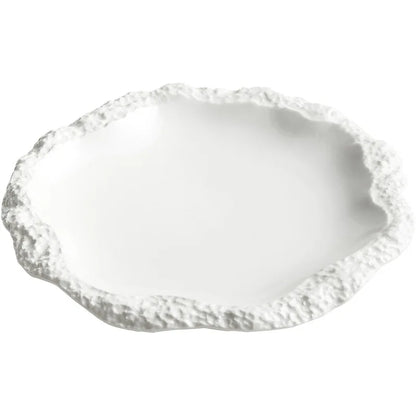 Rock Pattern Skirt Plate Dish Dish Household Ceramic Flat Shallow Plate Hotel Display Plate