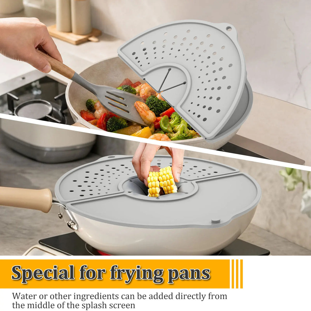 1Pc Silicone Kitchen Splatter Screen Foldable Heat Resistant Oil Splash Guard Drain Board Cover Multi Use Kitchen Frying Pan Lid