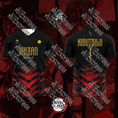 Summer Vintage Anime Devil Slayer Short Sleeve Tops Fashion Unisex Manga Breathable V-Neck T-Shirt Japanese Classic Anime Tee