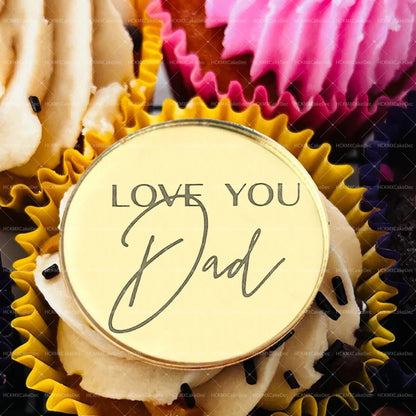 10pcs Gold Acrylic Best DAD Ever/LOVE YOU Dad Cake Toppers for Happy Father`s Day Birthday Party Cake Decorations