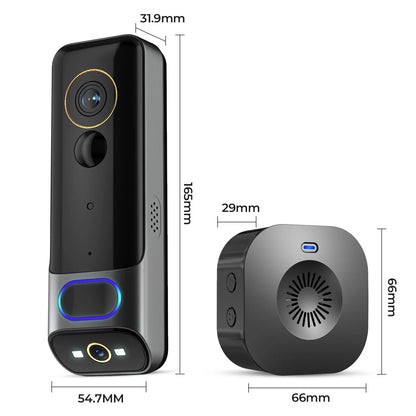 4MP 2K UHD Dual Lens Low Comsunption WIFI IP Doorbell Visual Video Door Phone Intercom Peephole Viewer Door Camera