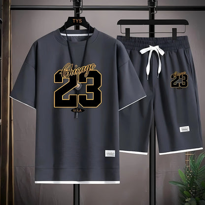 The 2025 summer new men's set features street fashion casual comfort softness breathability and 3D digital pattern printing