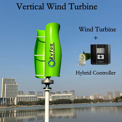 2Blades 5000W 8000W 10KW 24V 48V Vertical Wind Turbine Permanent Magnet Generator 3Phase AC With Hybrid Controller For Home Boat
