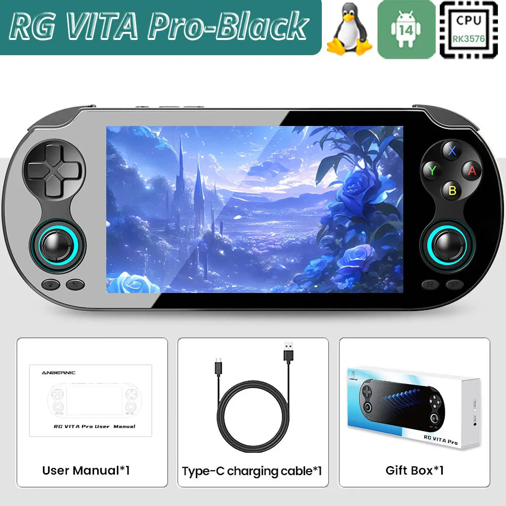 Anbernic RG VITA & RG VITA Pro 64 Bit Handheld Game Console Android Large-angle 3D Hall Joystick 5000 mAh Video Game Player