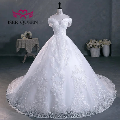 Customized Beading V neck Pretty Lace Embroidery Wedding Dress 2026 Ball Gown Plus Size Elegant Wedding Dresses For Women WX0298