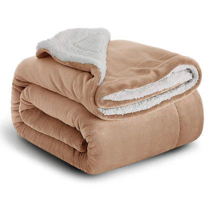 Sherpa Fleece Blanket Throw Black Soft Reversible Thick Plush Blankets Microfiber Winter Bed Blanket for Camping Couch Sofa