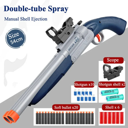 Double-barreled Toy Gun Realistic Soft Bullet Blasters Educational Shooting Toy Shotgun Gifts for Boys Christmas Birthday