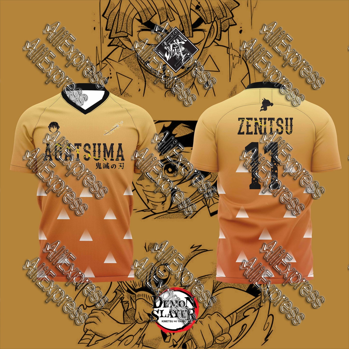 Summer Vintage Anime Devil Slayer Short Sleeve Tops Fashion Unisex Manga Breathable V-Neck T-Shirt Japanese Classic Anime Tee
